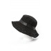 HERMES Black Linen Lambskin Leather LaceUp Trim Grommet Wide Brim Bucket Hat 57  eb-77632677